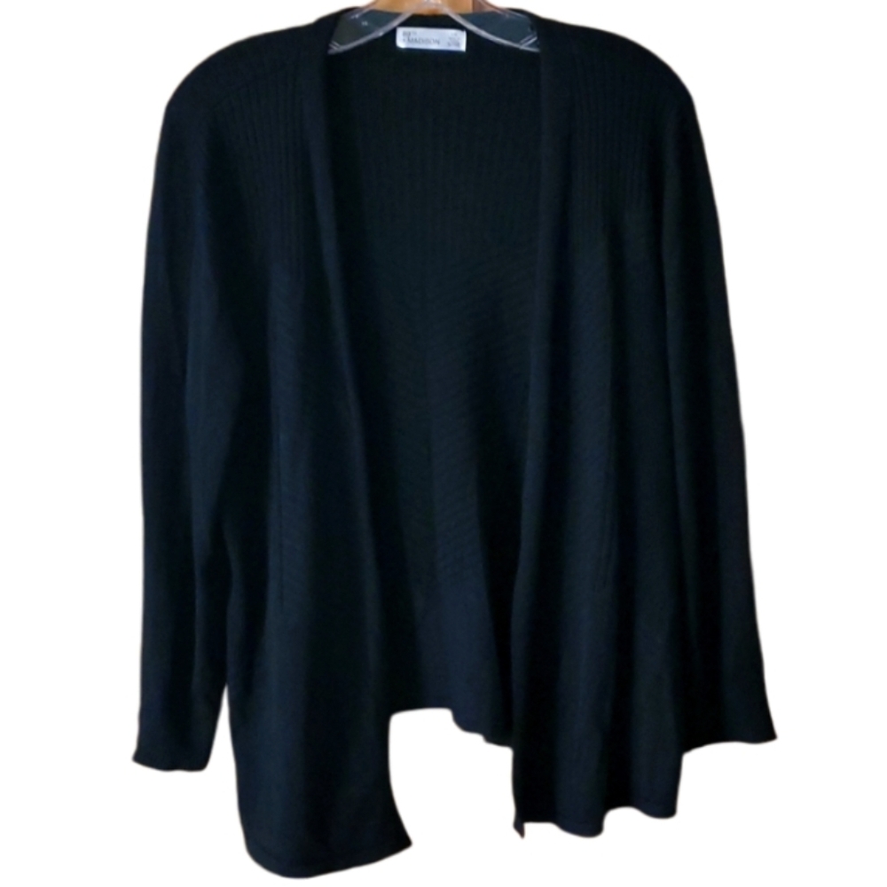 89th & Madison Womans Black‎ 3/4 Sleeve Rayon Polyester Cardigan Size Large